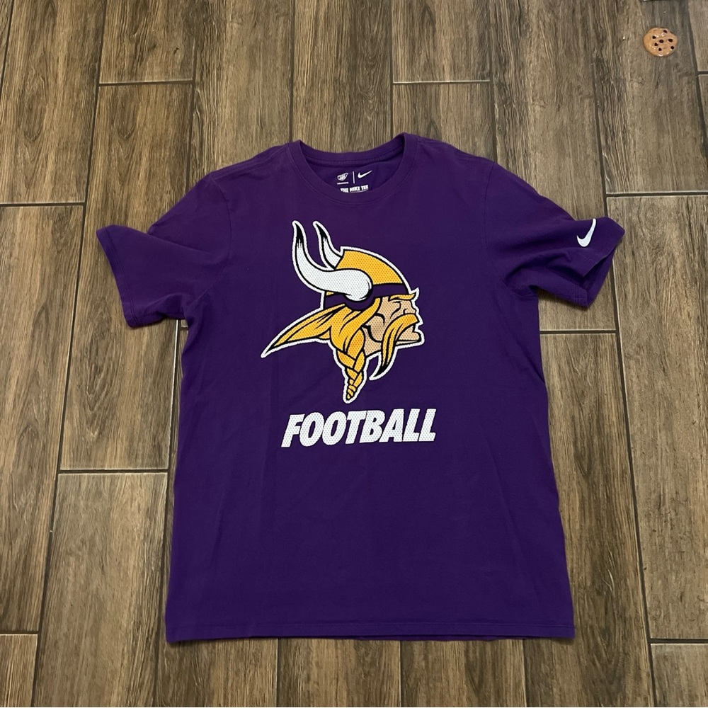NIKE Minnesota Vikings T-Shirt NFL Football Big Logo Purple Men's Size M